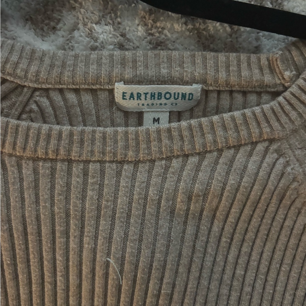EARTHBOUND Beige Ribbed Knit dess - Picture 2 of 3